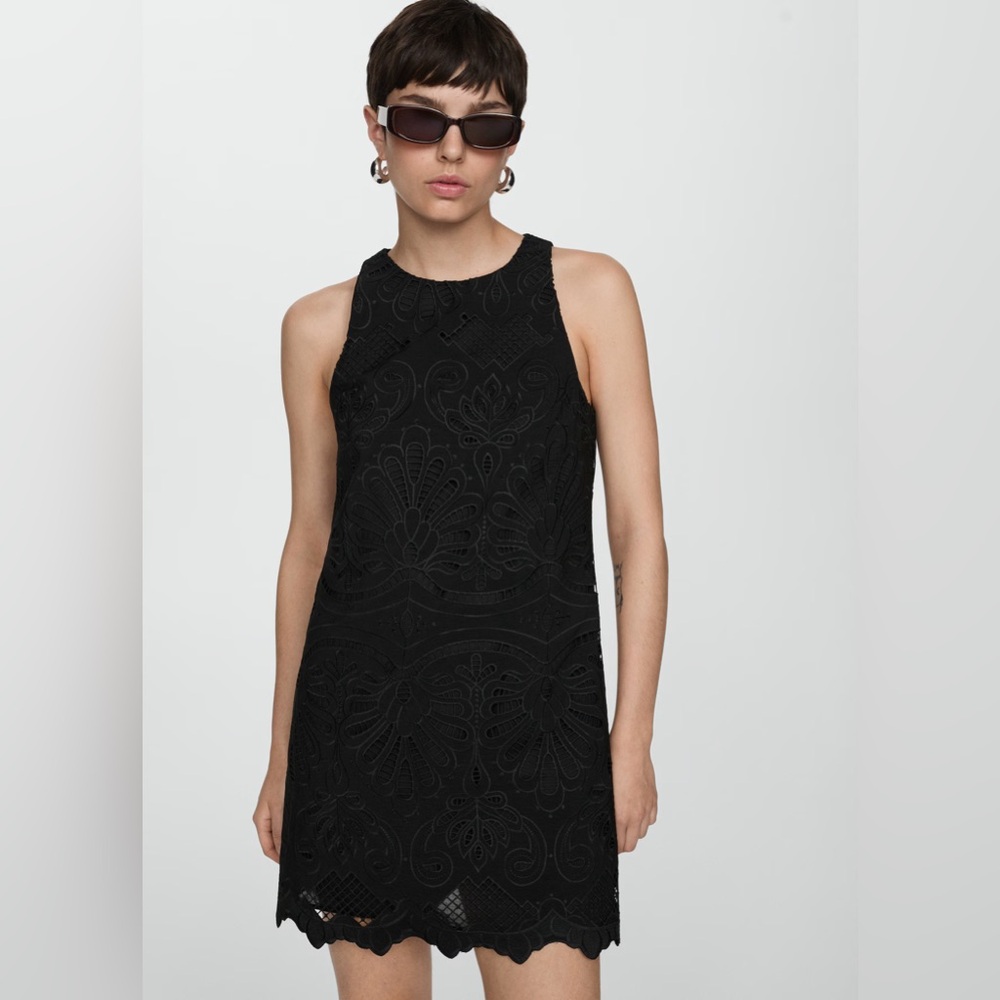 Embroidered short a line zip up dress - NEW - Picture 3 of 6